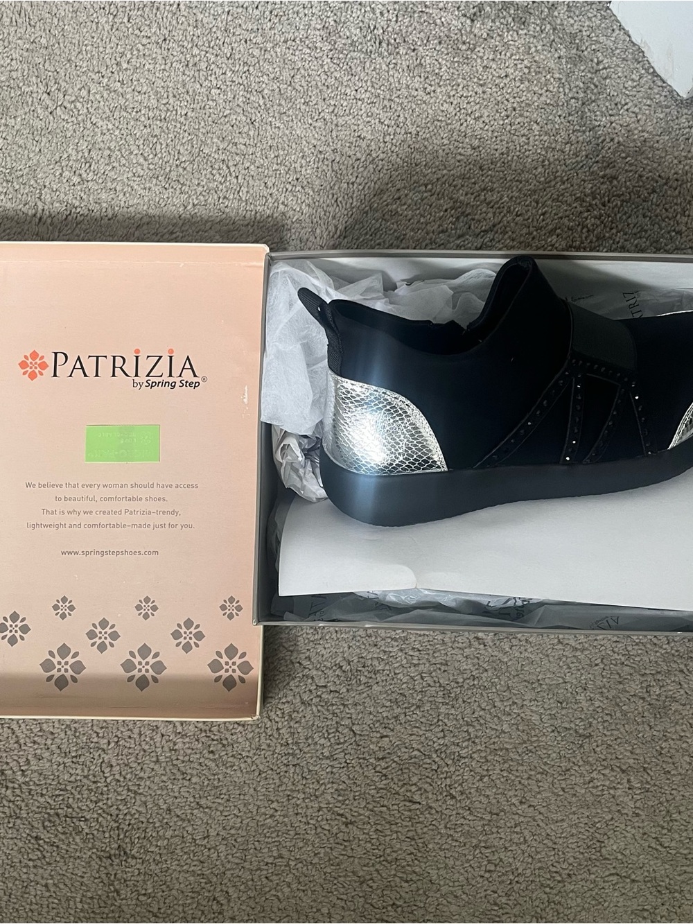 Spring Step Patrizia Black Sneakers with Silver Accent